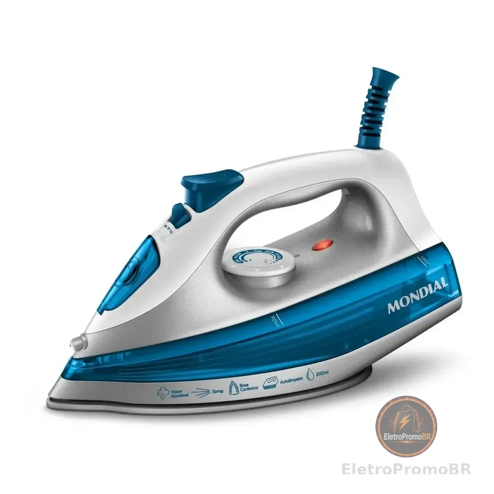 Ferro A Vapor Mondial 1200w Fvn-01-bl Azul 220v