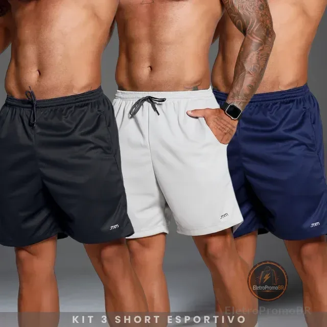 Kit3 Short Futebol Bermuda Esporte Masculina Treino Academia