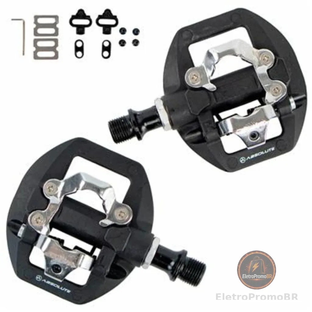 ‼️Pedal Clip Absolute Dual Preto 9/16 Preto Mtb Com Tacos‼️