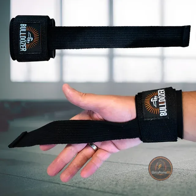 Strap Com Munhequeira Musculação Velcro Ajustável Grip Par