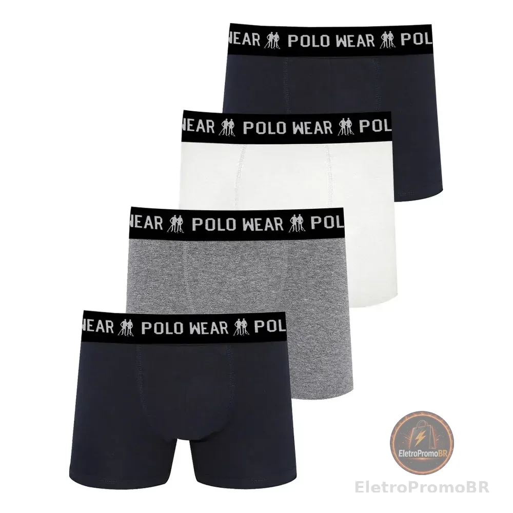 Kit 4 Cuecas Algodão Polo Wear Sortido Sortido Liso G