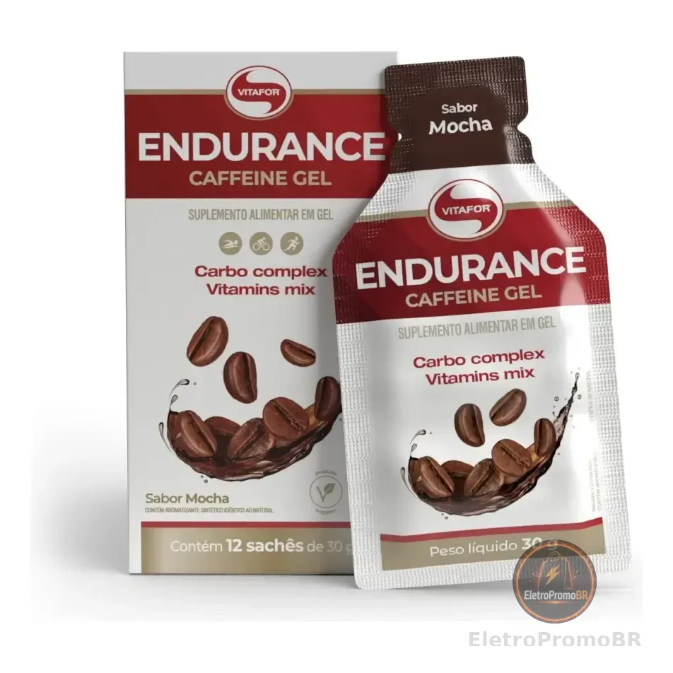 Gel De Cafeína Vitafor Endurance Sabor Moca Para Esporte Com 12 Sachês