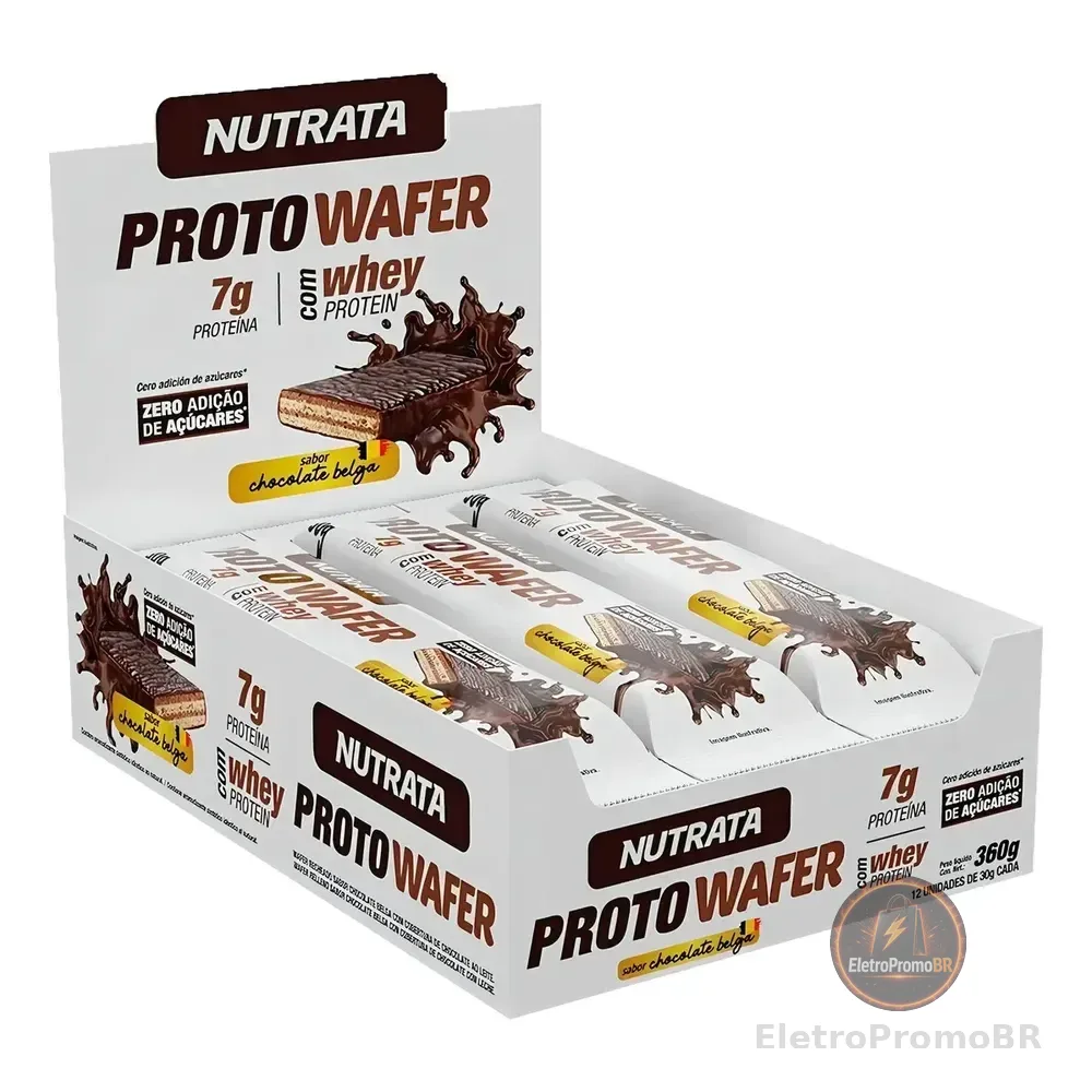 Suplemento Alimentar Proto Wafer 30g Display Com 12 Unidades Sabor Chocolate Belga Nutrata