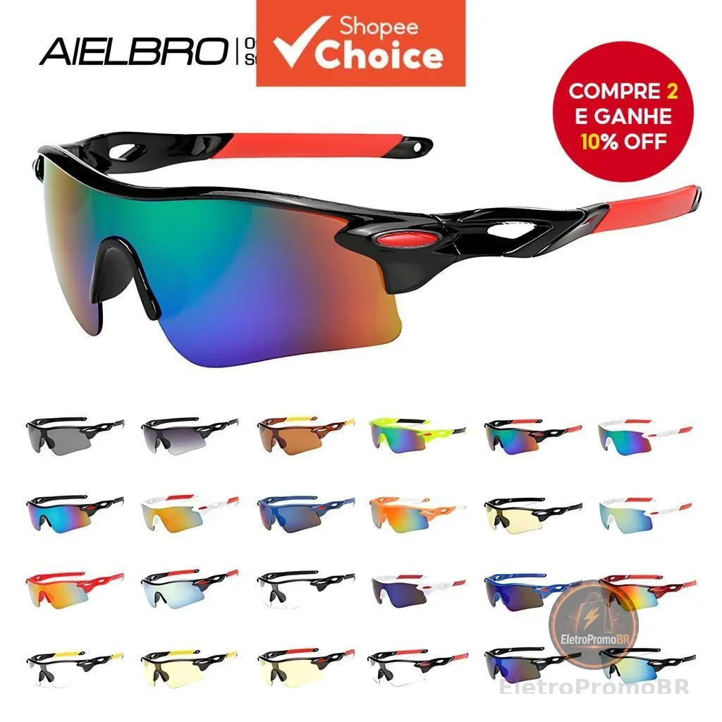 Óculos de Ciclismo AIELBRO para Atividades ao Ar Livre, Corrida, Bicicleta, Pesca e Passeios.