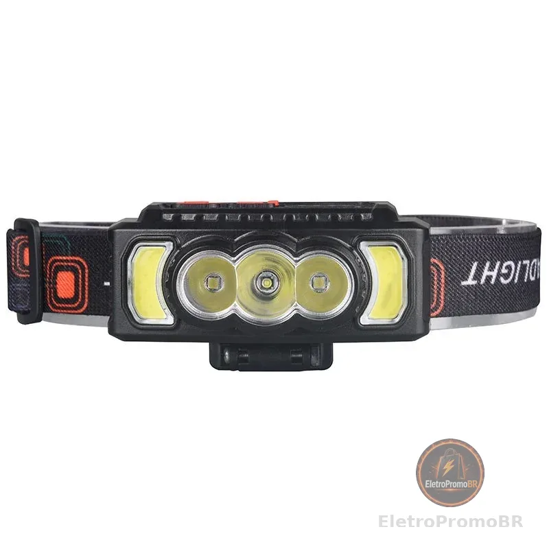 Lanterna Holofote De Cabeça 5 LED Super Brilhante À Prova D 'Água USB Recarregável 4 modos