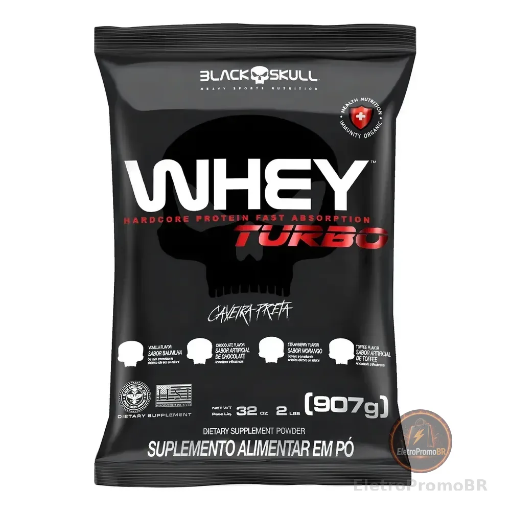 Suplemento En Pó Black Skull Caveira Preta- Proteínas De Whey Sabor Morango X 907g