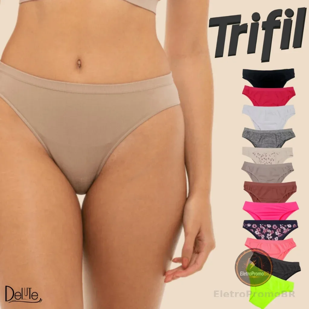 Kit Com 6 Calcinhas Basicas Tanga Trifil Em Microfibra Sem Costura