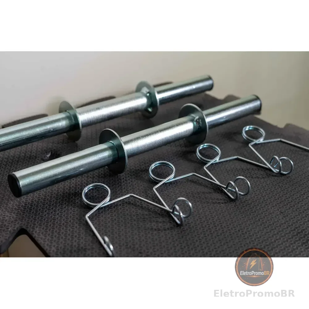 2x Barras 40 Cm Oca Kenkorp Para Anilhas Musculação Prateado