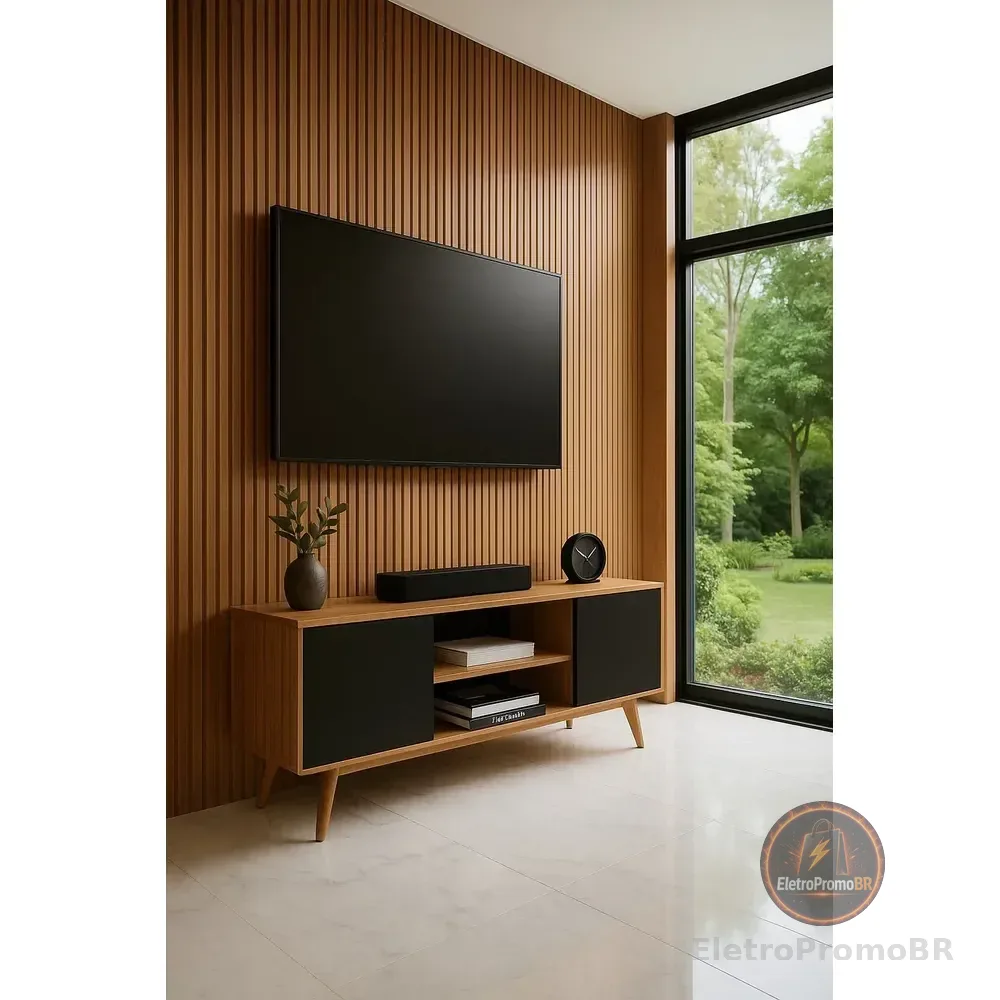 Rack Para Tv Até 50 Com Nichos E Design Compacto Preto