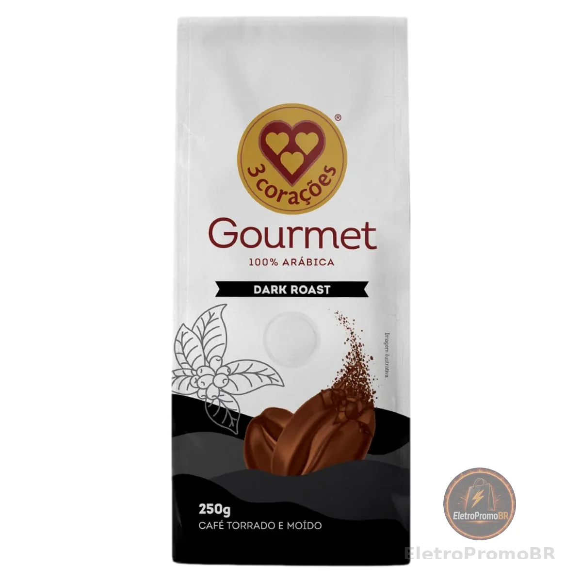 3 Corações Café Torrado e Moído Gourmet Dark Roast, 250G