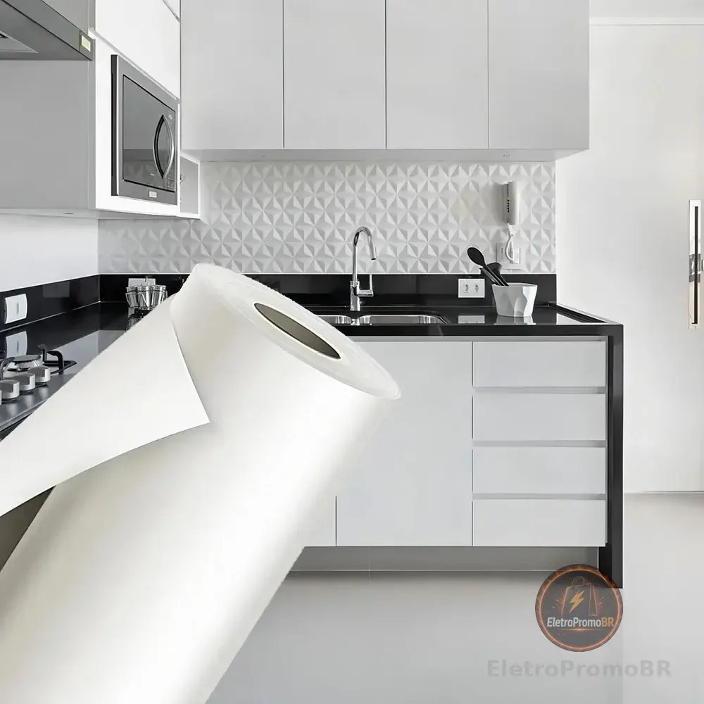 Papel Adesivo Rolo 10 Metros Envelopamento Móveis Madeira Cor Branco Fosco