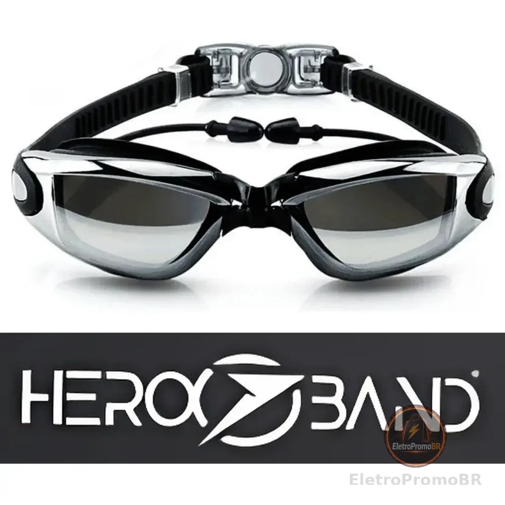 Óculos De Natação Hero Band Mergulho Piscina Lentes Uv Profissional Cor Preto