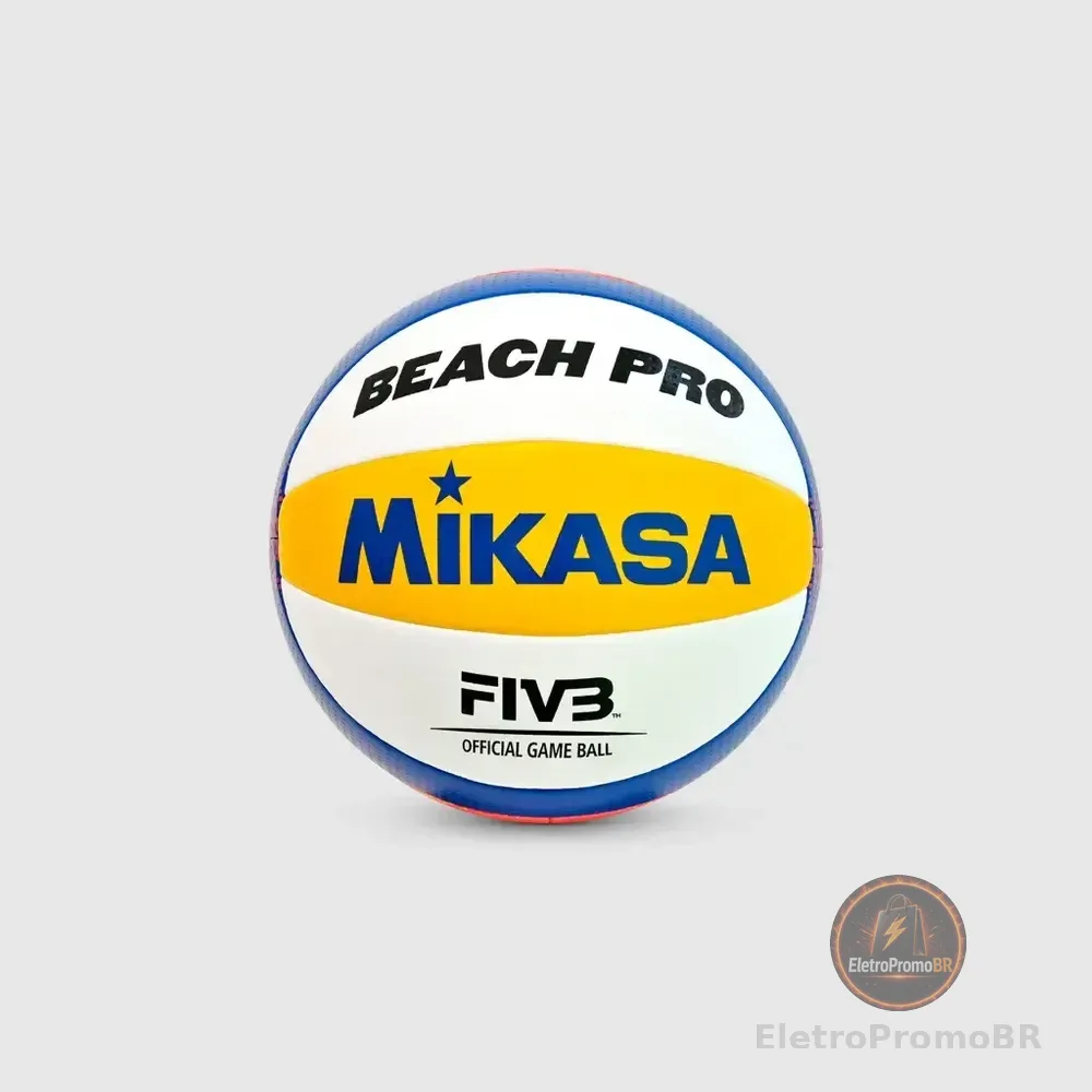 Bola De Volei De Praia Bv550c-wybr Pu Costurado Branco Amarelo E Azul Mikasa