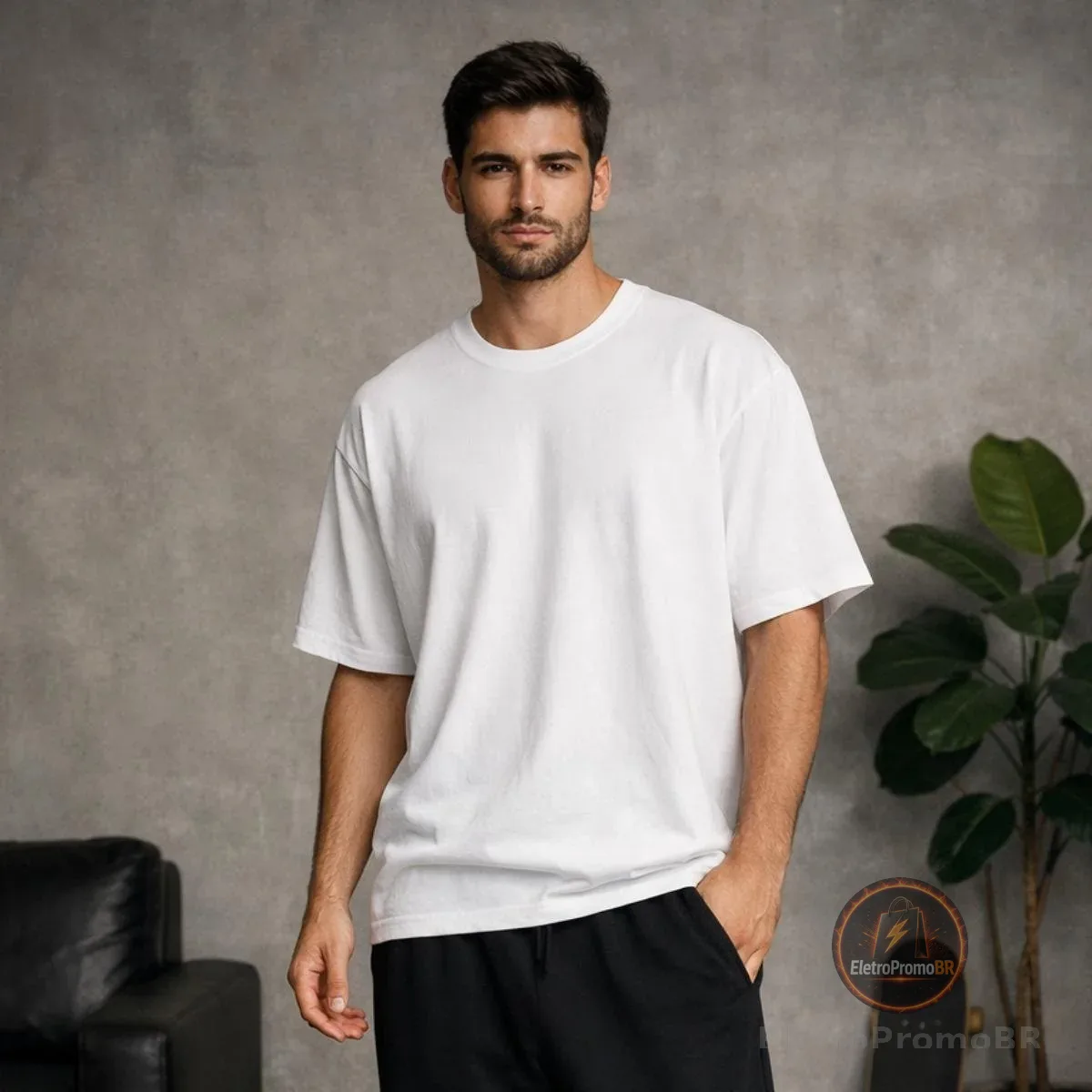 Camiseta básica oversize algodão masculina