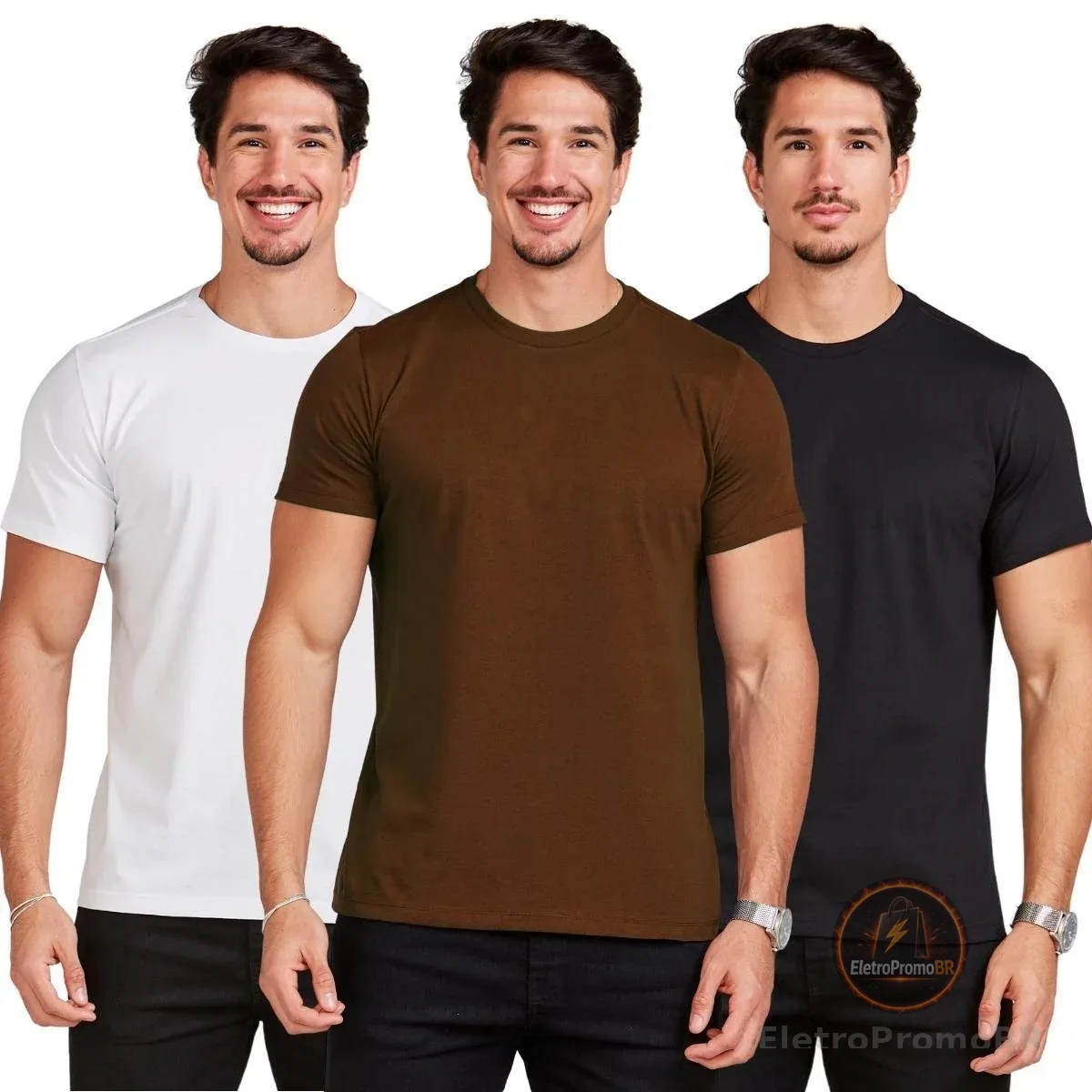 Kit 3 Camiseta Masculina Básica Camisa Manga Curta