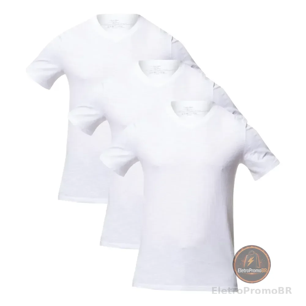 Kit Com 3 Camisetas Masculina 4k6p1cen Básicas Slim Hering Branco Lisa M