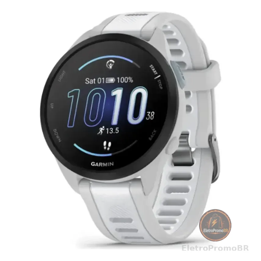 Relógio Garmin Forerunner 165 Com Monitor Cardíaco De Pulso E Gps Branco E Cinza 43 Mm