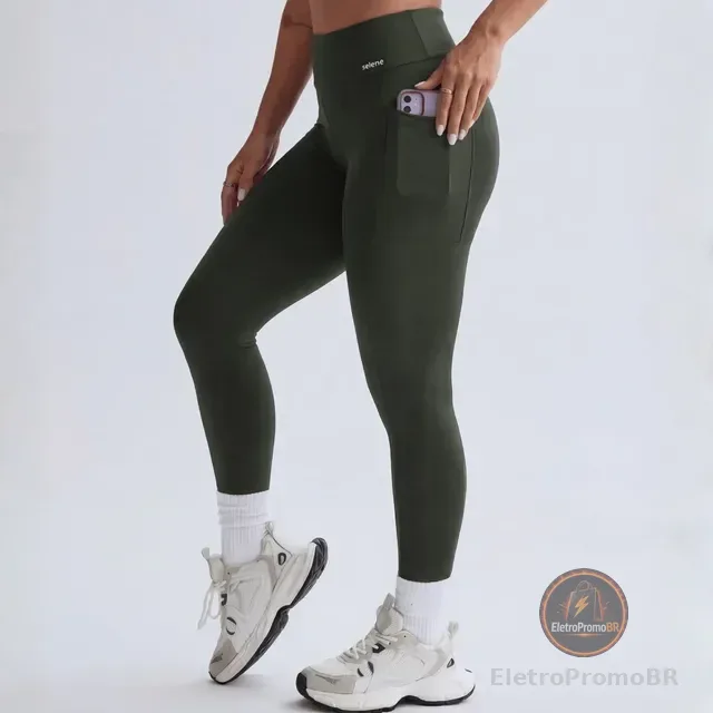 Legging Academia Corrida Com Bolso Selene Zero Transparência
