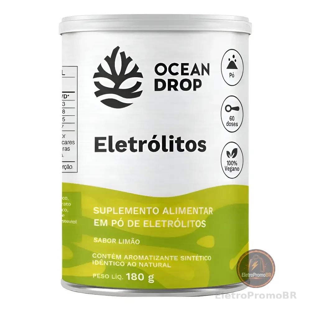 Eletrólitos Ocean Drop Sódio Potássio Fósforo Magnésio Eletrolitos 180g Sabor Limão
