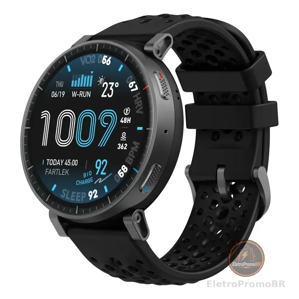 Relógio Inteligente Amazfit Active Max Amoled 1,75 Gps 5atm Cinza Silicone Preto Cinza