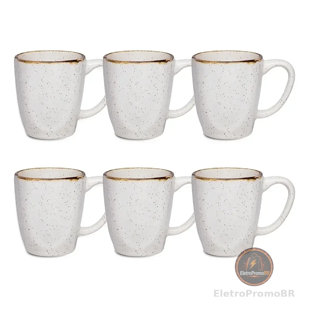 Jogo Com 6 Canecas De 260ml Em Porcelana Ryo Maresia Oxford