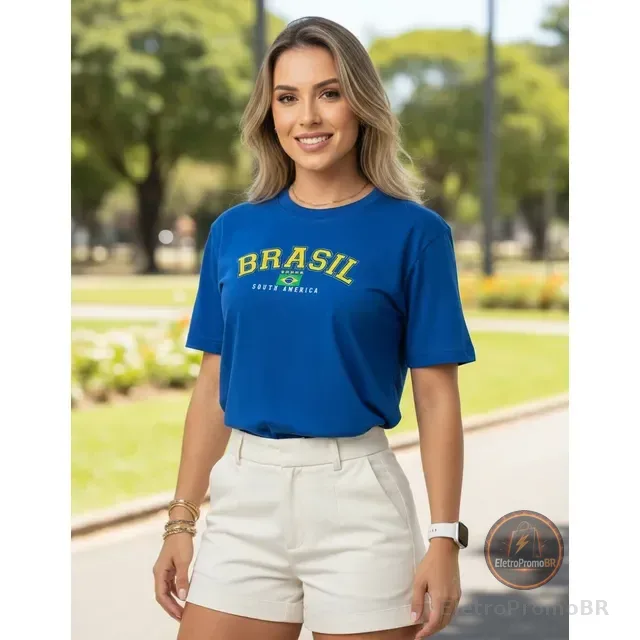 Camisa Do Brasil Casual Torcedor Unissex Tshirt Estilo Retrô