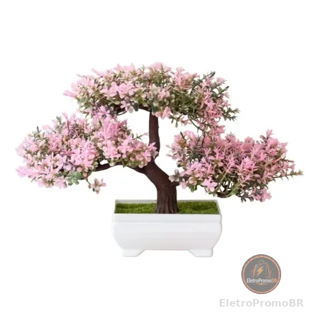 Planta Bonsai Vaso Artificial Flores Realista Decoração Mesa