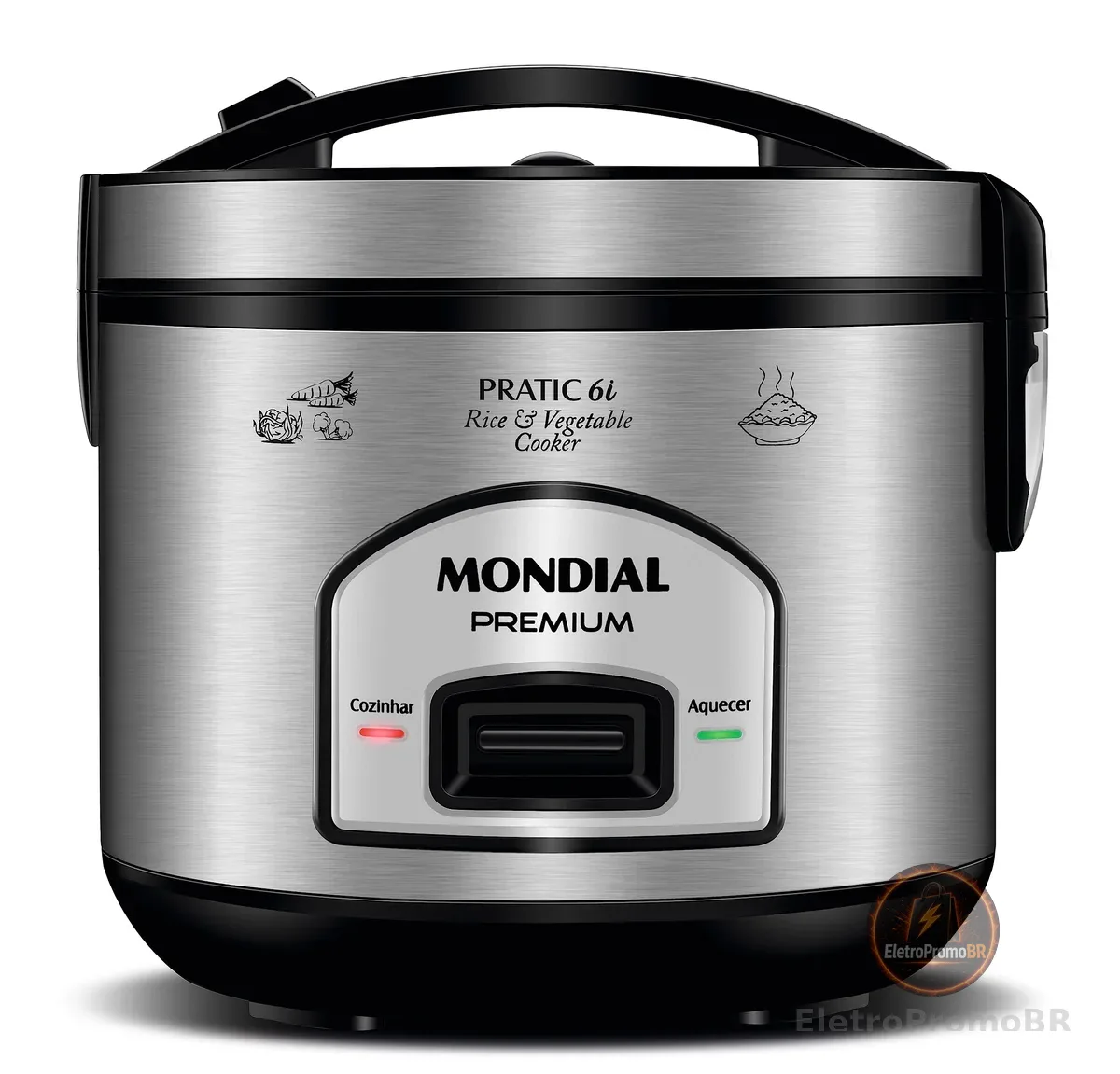 MONDIAL Panela Elétrica de Arroz, Preto/Inox, 500W, 220V - PE-43-6X