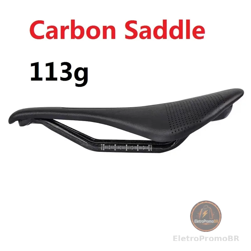 Selim Ultraleve de Carbono Completo para MTB e Bicicleta de Estrada, Almofadas de Assento de Bicicleta em Couro Super Le