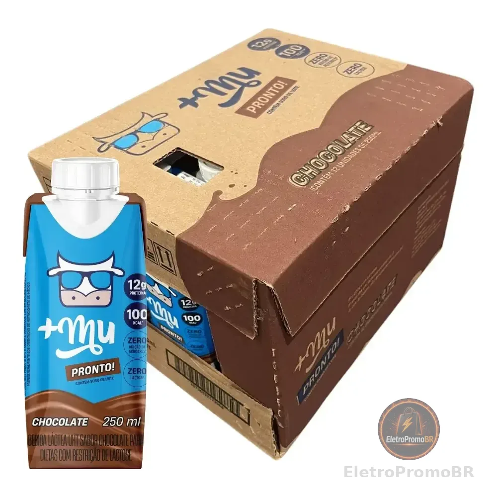 +mu Mulkshake Bebida Com Whey Chocolate 250ml -12 Unidades