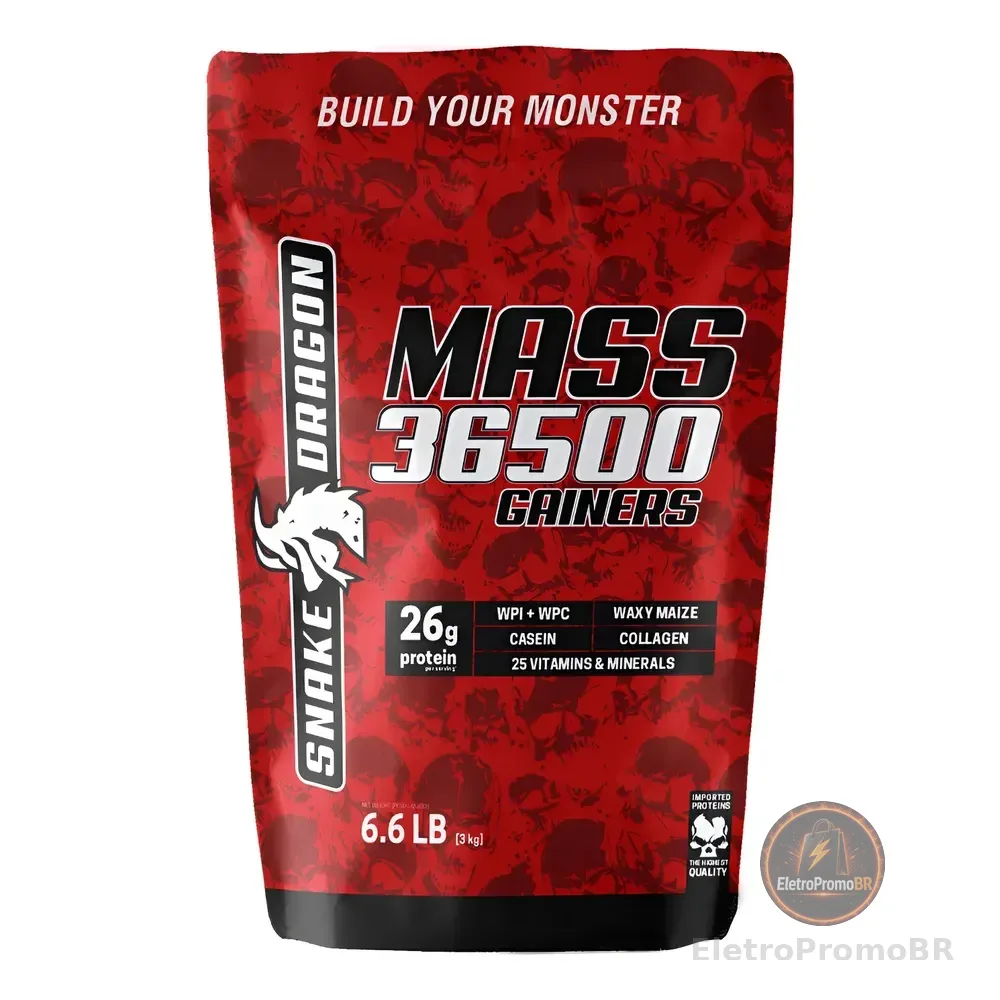 Hipercalórico Mass 36500 Gainers 3kg - Zero Soja E Glúten Chocolate Belga