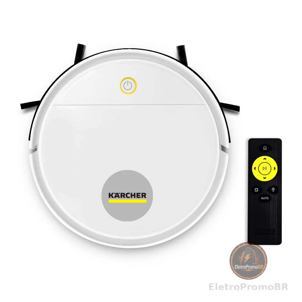Kärcher Robô Aspirador de Pó RCV 1 controle remoto 3 modos de limpeza sensor anti-queda e de colisão – Bivolt