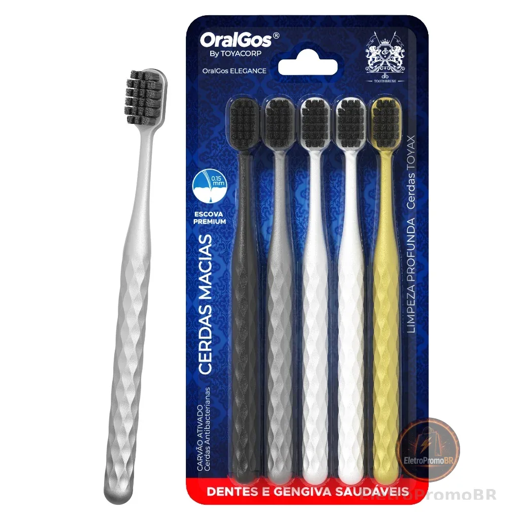 ORALGOS ELEGANCE Escova de Dental,Cerdas de altadensidade+Pega Antiderrapante