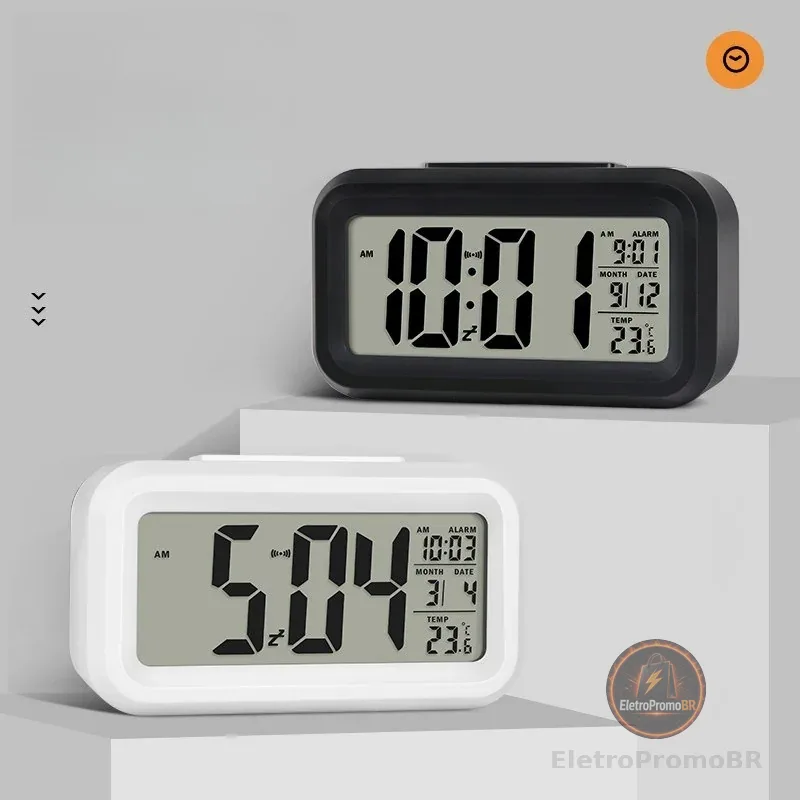 Relógio de Mesa Portátil Digital Despertador Led Lcd Brilha Escuro