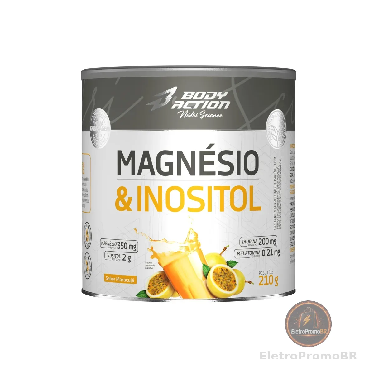 Magnésio e Inositol 210g Sabor Maracujá Bodyaction