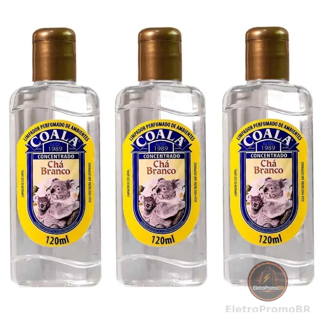 Kit 3 Limpador Perfumado de Ambiente 120ml Coala Cha Branco
