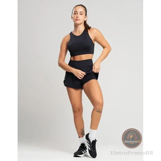 Conjunto Fitness Top Short Roupa Academia Feminino Treino