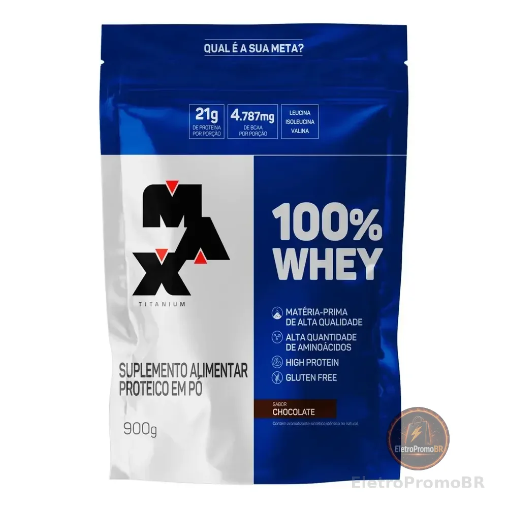 Suplemento En Pó Max Titanium 100% Whey Proteínas De 100% Whey Protein Concentrado Sabor Chocolate X 900g