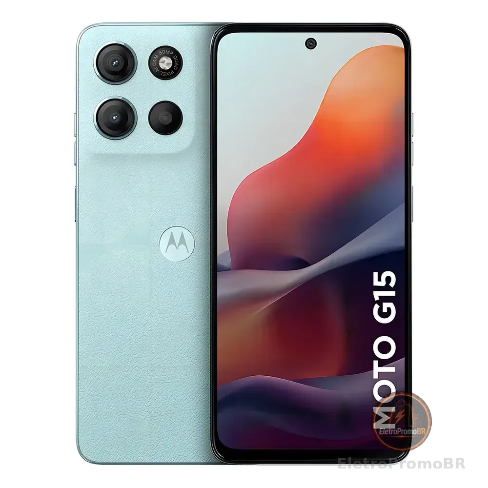 Smartphone Motorola Moto G15 - 128gb 12gb (4gb Ram+8gb Ram Boost) E Camera 50mp Com Ai E Night Vision Bateria De 5200 Mah Tela Fhd+ 6.7 Com Superbrilho Nfc Azul Claro