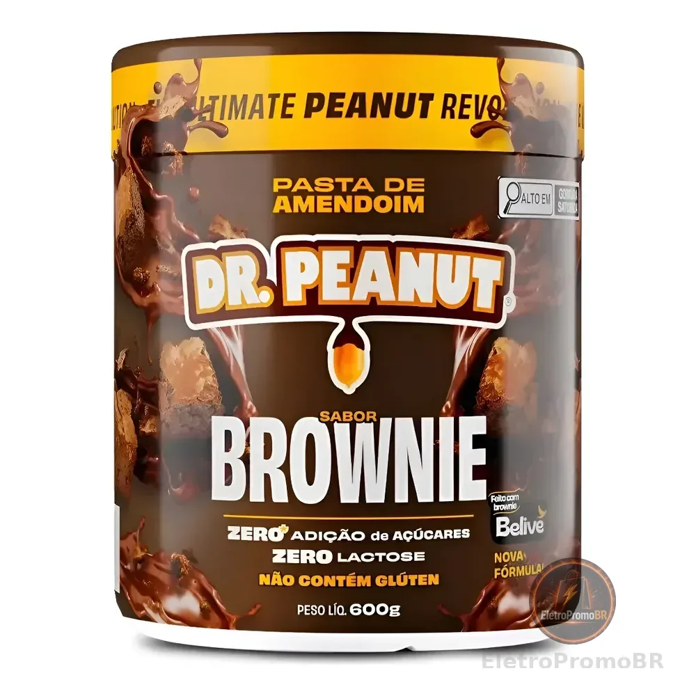 Pasta De Amendoim Com Whey Protein 600g Dr. Peanut Sabor Brownie