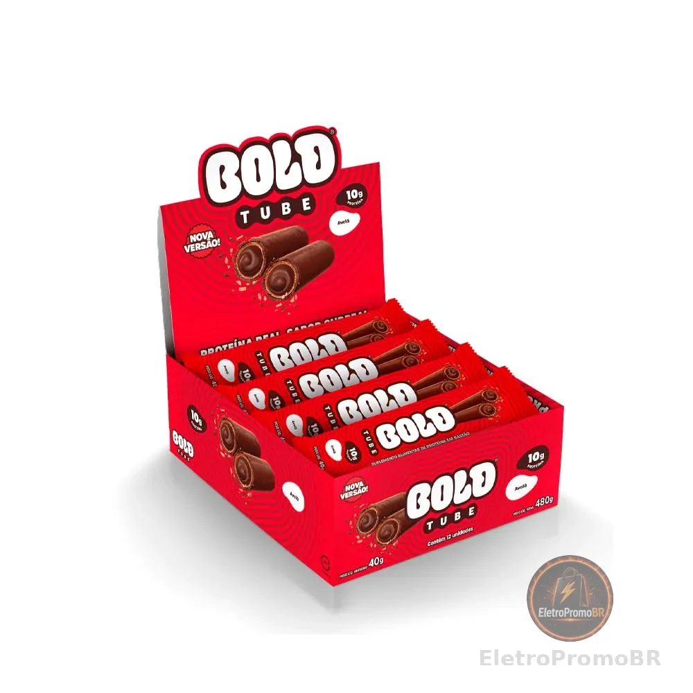 BOLD Tube Chocolate Proteico Avelã 10g de Proteína (12 Un.)