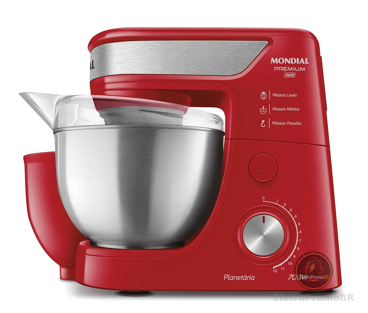 MONDIAL Batedeira Planetária, Vermelho/Inox, 700W, 220V - BP-02P-R-TI