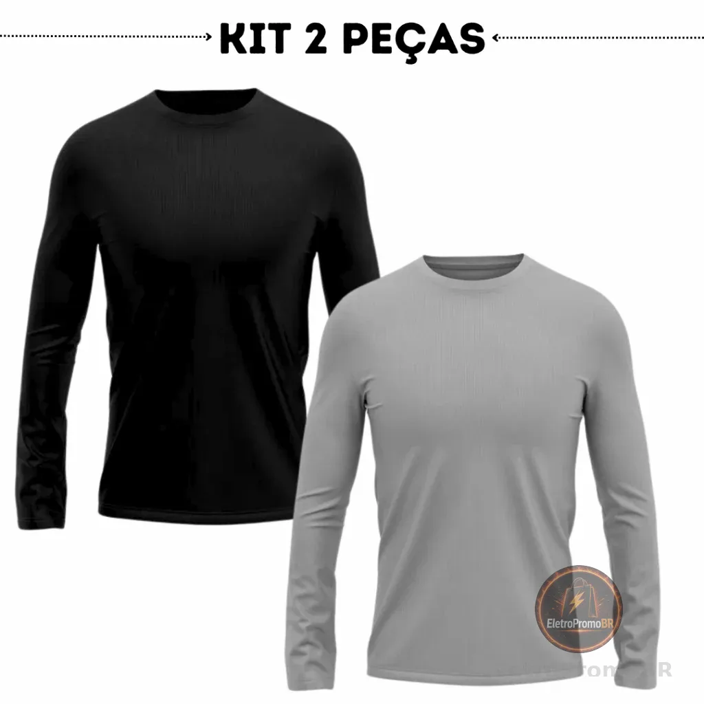 Kit 2 camisa masculina blusa manga longa