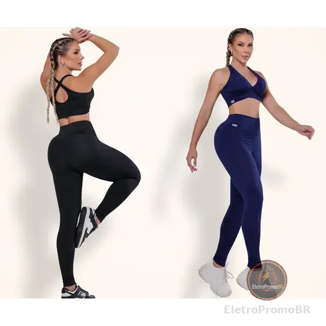 Kit 2 Conjunto Feminino Academia Top Legging Adulto Fitness