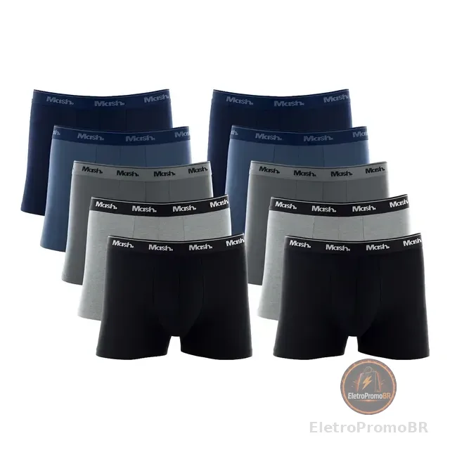 Kit 10 Cuecas Boxer Algodão Cotton Box Original Mash