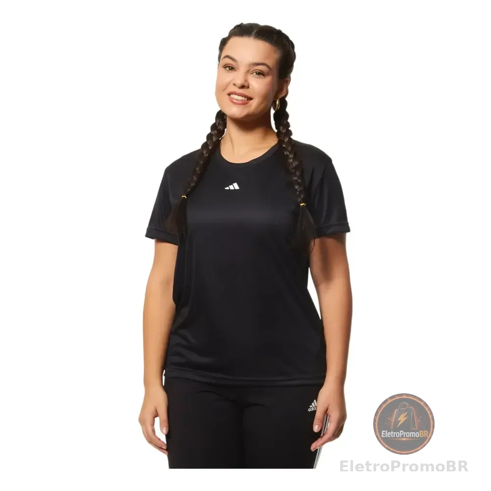 Camiseta Feminina Treino Básica adidas Preto Liso G Lisa