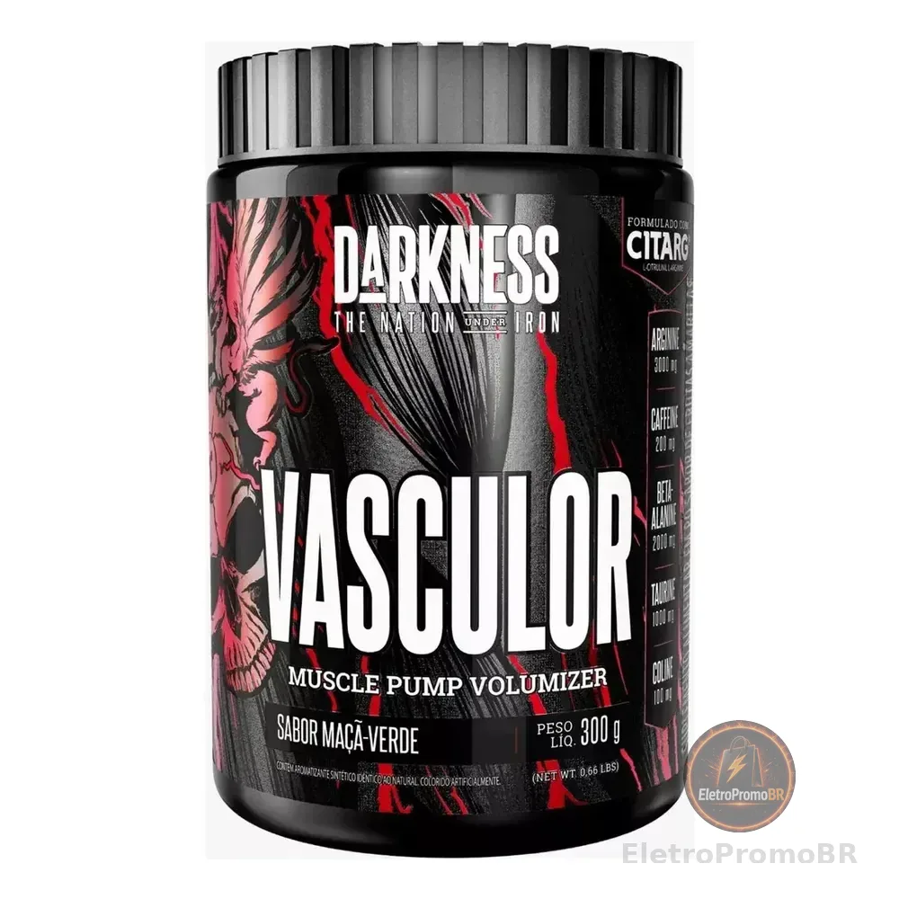 Suplemento Pó Darkness Nutricional/esportivo Pré Treino Beta-alanina Vasculor Muscle Pump Volumizer 300g Maçã Verde