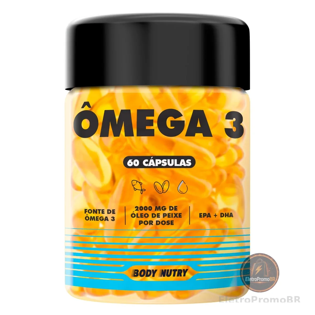 Omega 3 2000mg 60 Softgels Alta Concentração Ultra Concentrado Rico em Dha 240mg e Epa 360mg Fish Oil Materia Prima Importada