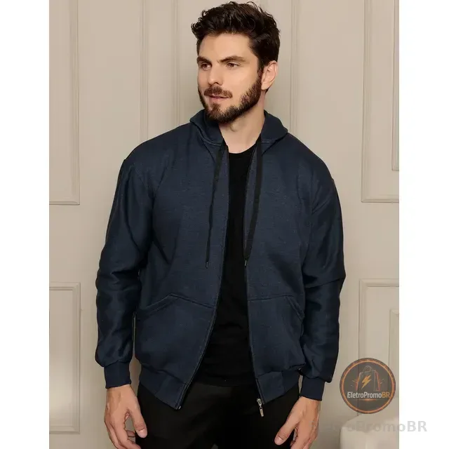 Casaco Moletom Blusa De Frio Masculino Ziper Aberto