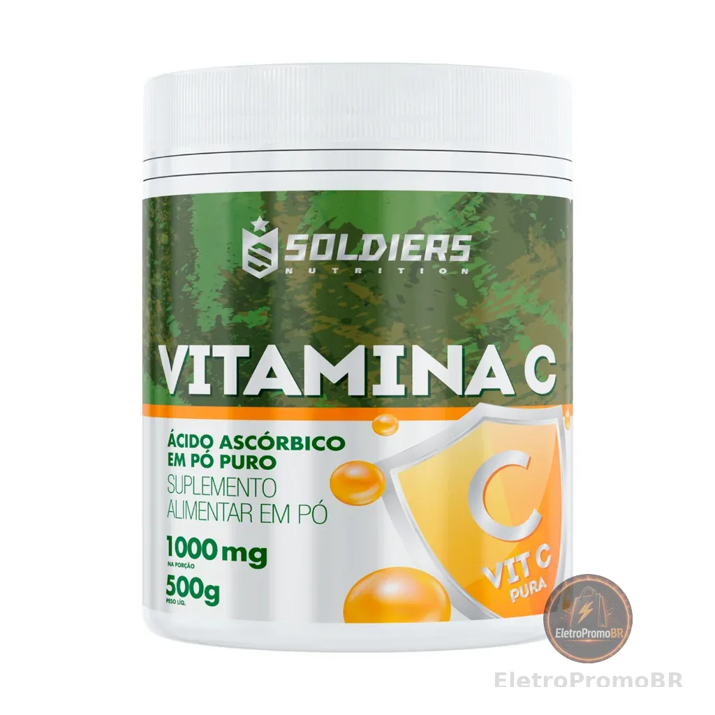 Vitamina C em Pó Ácido Ascórbico 500g 100% Puro Importado Soldiers Nutrition Multivitamínico Completo Saúde Imunidade